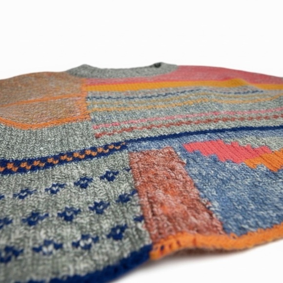 NWT Sincerely Jules Women’s Multicolor Knit Crewneck Cropped Sweater Oversized S - Picture 8 of 9